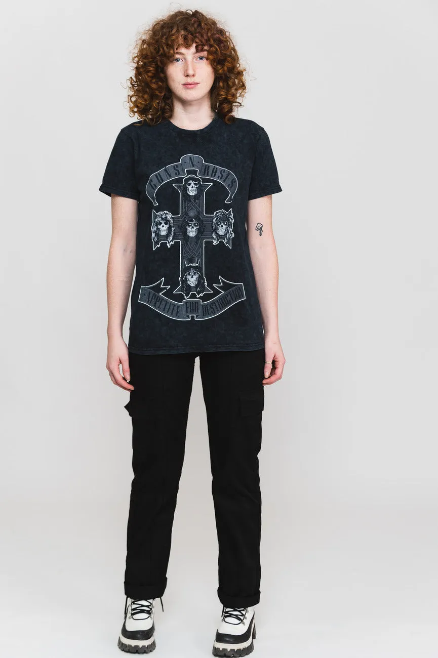 Guns N Roses Monochrome Cross Dip Dye T Shirt sold by Paradiso Clothing product image thumbnail 2