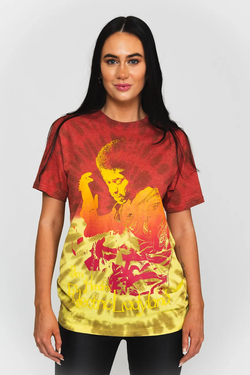 Jimi Hendrix Electric Ladyland Dip Dye T Shirt sold by Paradiso Clothing