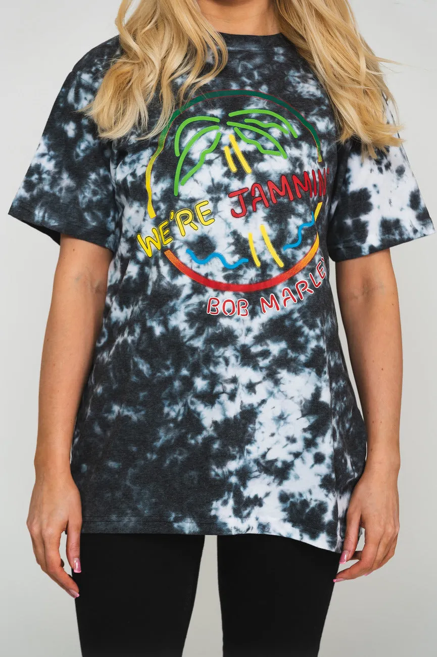 Bob Marley Were Jammin Neon Sign Dip Dye T Shirt sold by Paradiso Clothing product image thumbnail 3