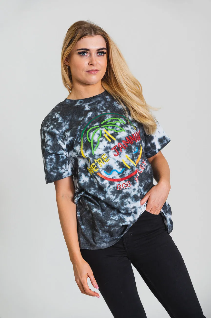 Bob Marley Were Jammin Neon Sign Dip Dye T Shirt sold by Paradiso Clothing product image thumbnail 5
