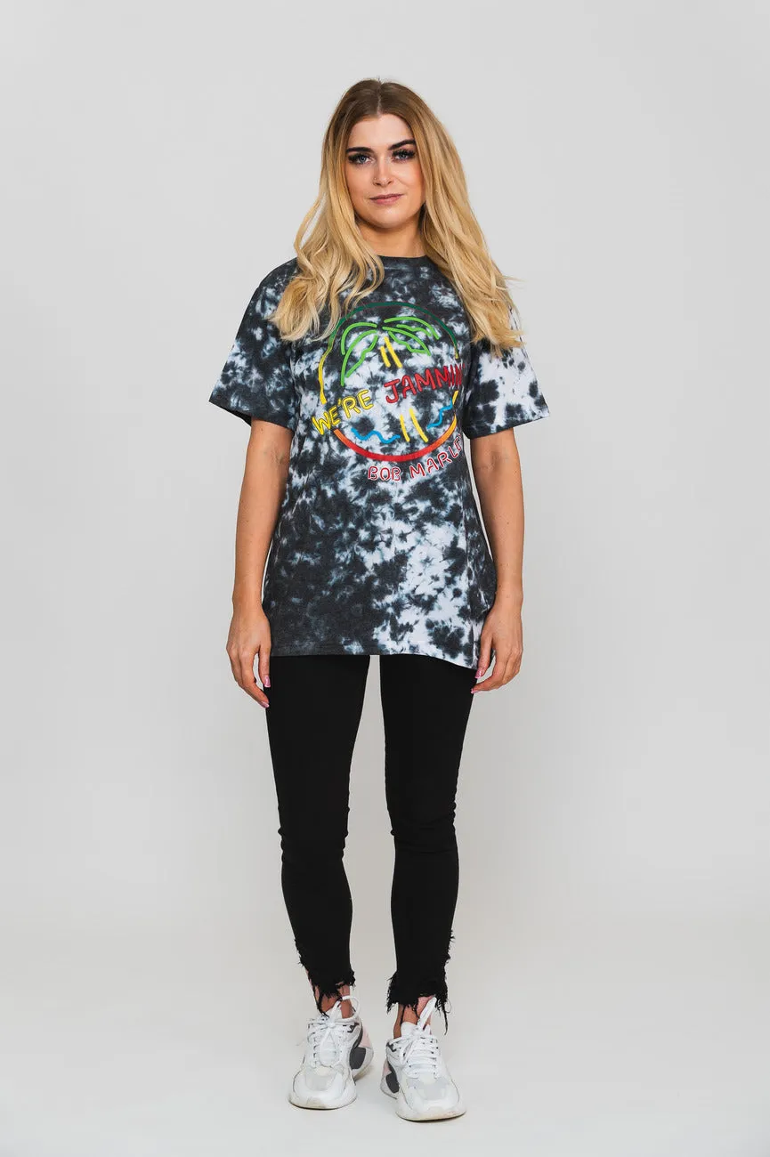Bob Marley Were Jammin Neon Sign Dip Dye T Shirt sold by Paradiso Clothing product image thumbnail 2