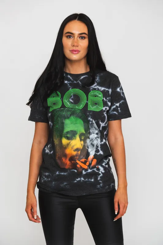 Bob Marley Smoke Gradient Logo Dip Dye T Shirt sold by Paradiso Clothing