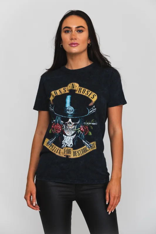 Guns N Roses Appetite for Destruction Washed Dip Dye T Shirt sold by Paradiso Clothing