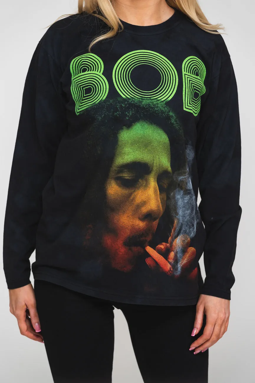 Bob Marley Smoke Gradient logo Dip Dye Long Sleeve sold by Paradiso Clothing product image thumbnail 3