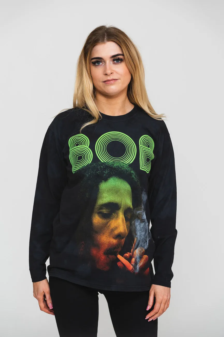 Bob Marley Smoke Gradient logo Dip Dye Long Sleeve sold by Paradiso Clothing