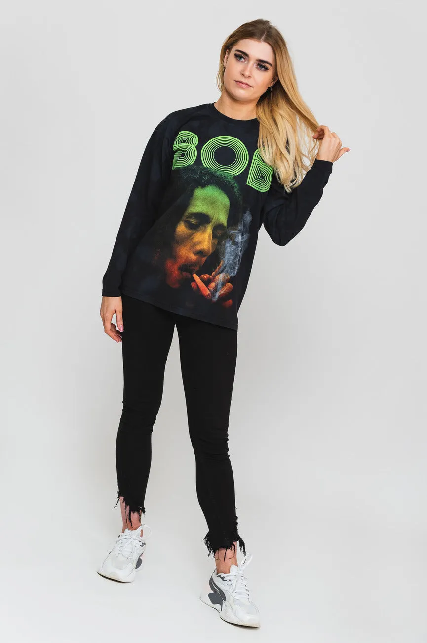 Bob Marley Smoke Gradient logo Dip Dye Long Sleeve sold by Paradiso Clothing product image thumbnail 5