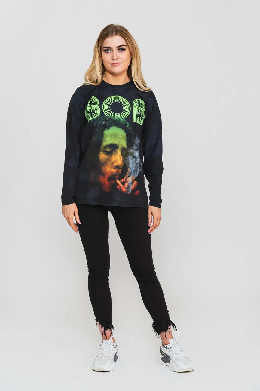 Bob Marley Smoke Gradient logo Dip Dye Long Sleeve sold by Paradiso Clothing product image thumbnail 2