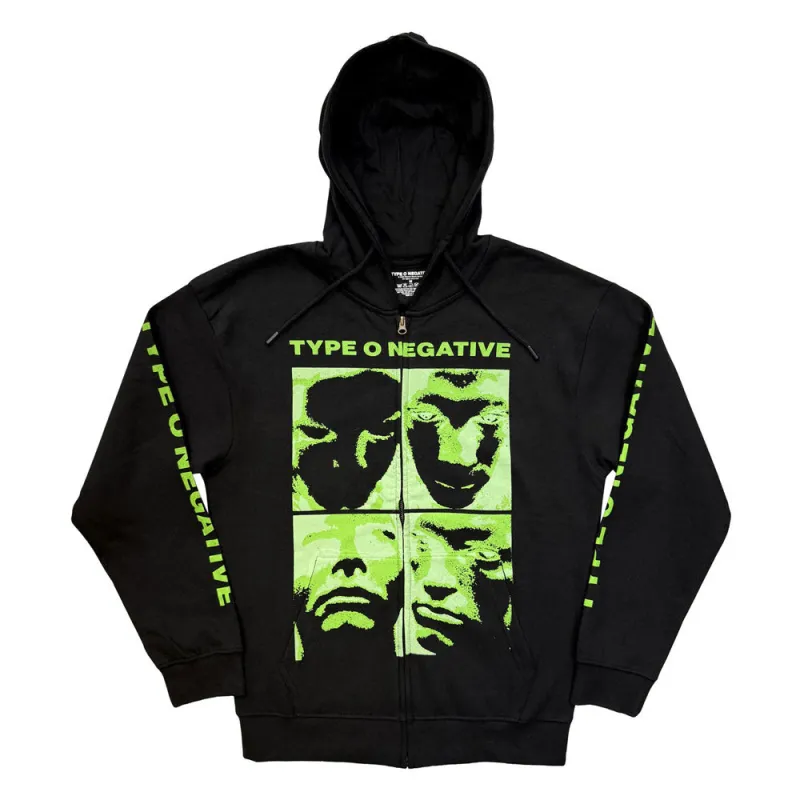 Type O Negative Faces Zipped Hoodie made by Paradiso Clothing