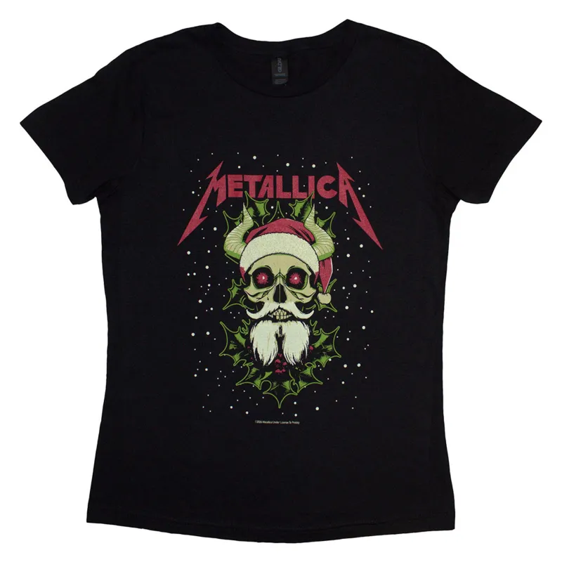 Metallica Santa Horns Skinny Fit T Shirt sold by Paradiso Clothing