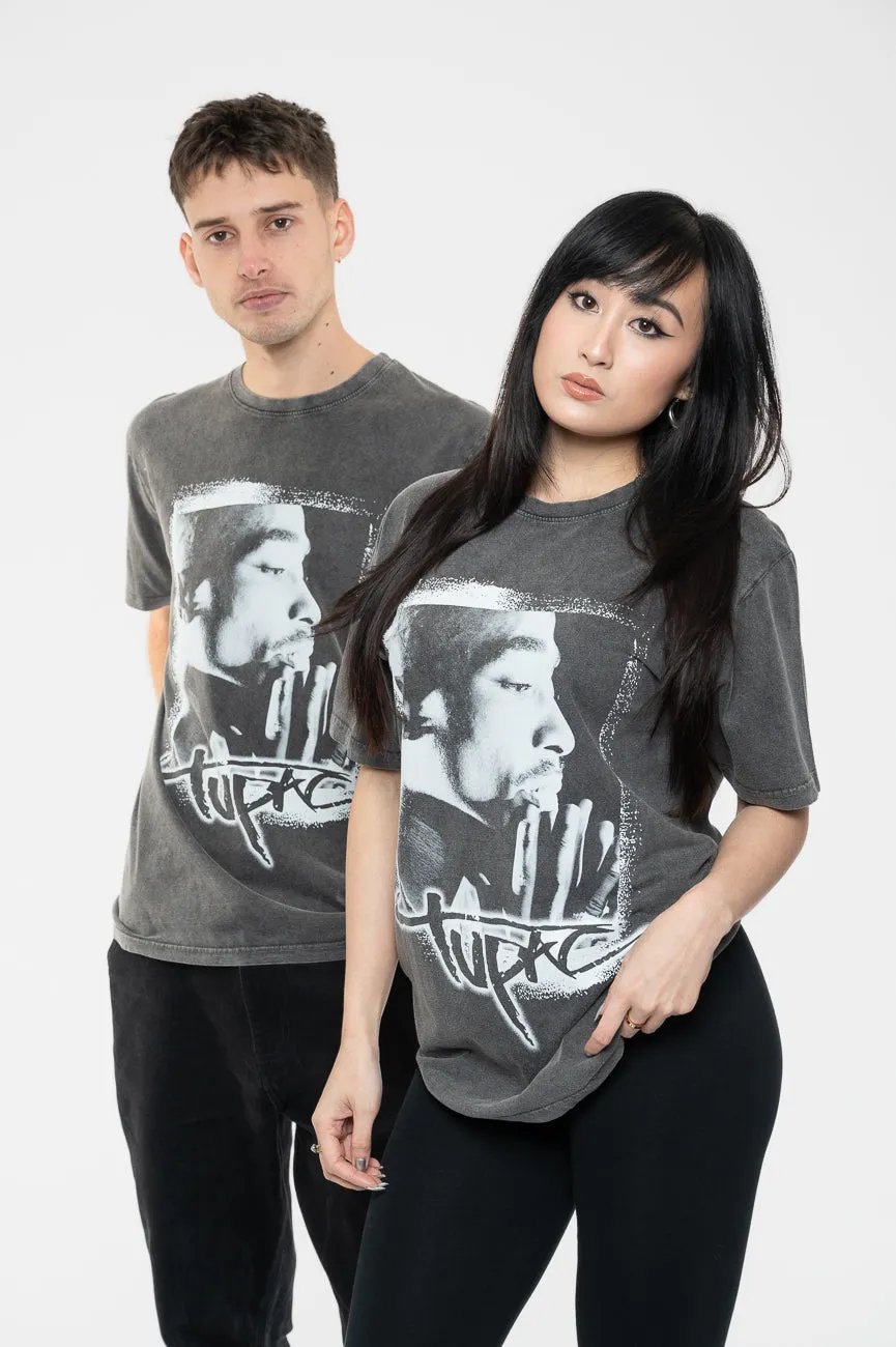 Tupac Spray Photo Limited Edition 999 Only Premium Wash T Shirt sold by Paradiso Clothing