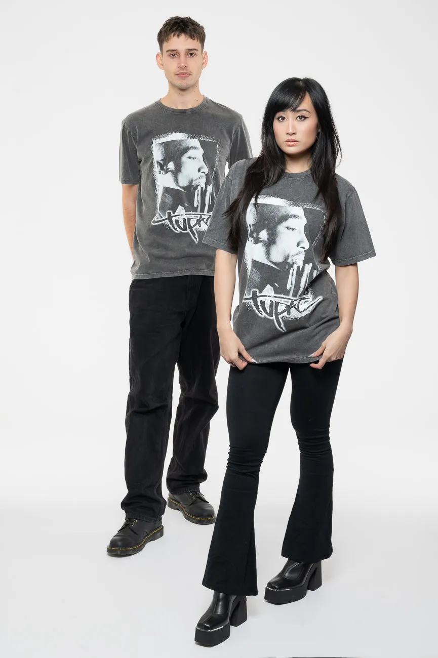 Tupac Spray Photo Limited Edition 999 Only Premium Wash T Shirt sold by Paradiso Clothing product image thumbnail 2