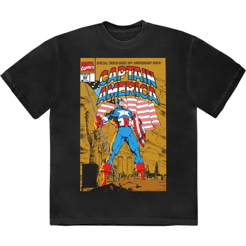 Captain America 50th Comic Cover Marvel T Shirt sold by Paradiso Clothing