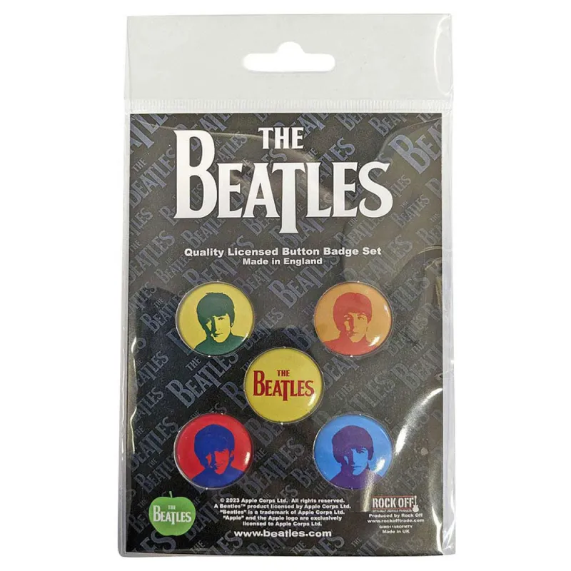The Beatles Coloured Faces Button Badge Pack made by Paradiso Clothing