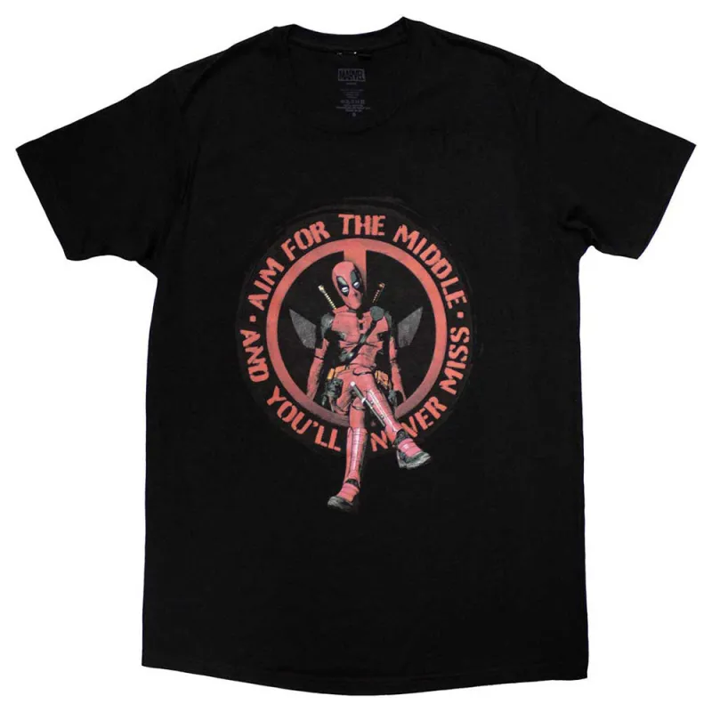 Deadpool Aim For The Middle Logo T Shirt sold by Paradiso Clothing