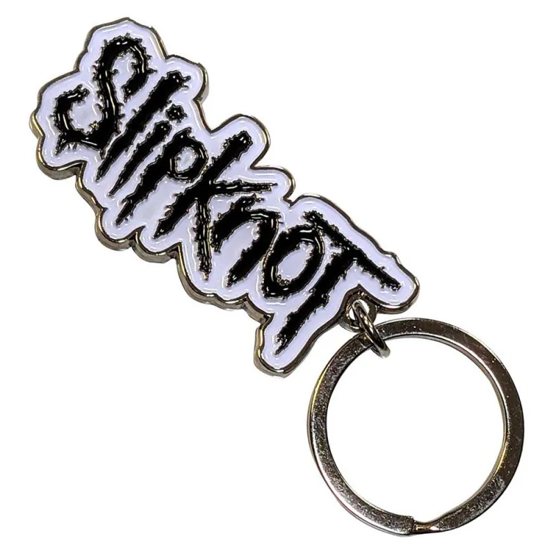 Slipknot Black Logo White Border Band Logo Keyring Keychain sold by Paradiso Clothing