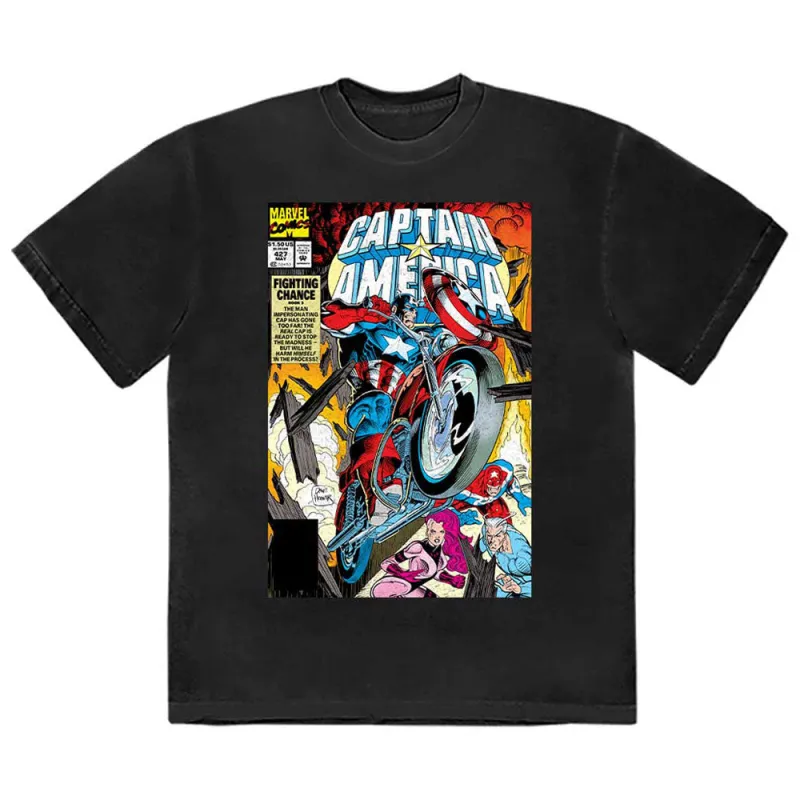Captain America Wheel Comic Cover Marvel T Shirt sold by Paradiso Clothing