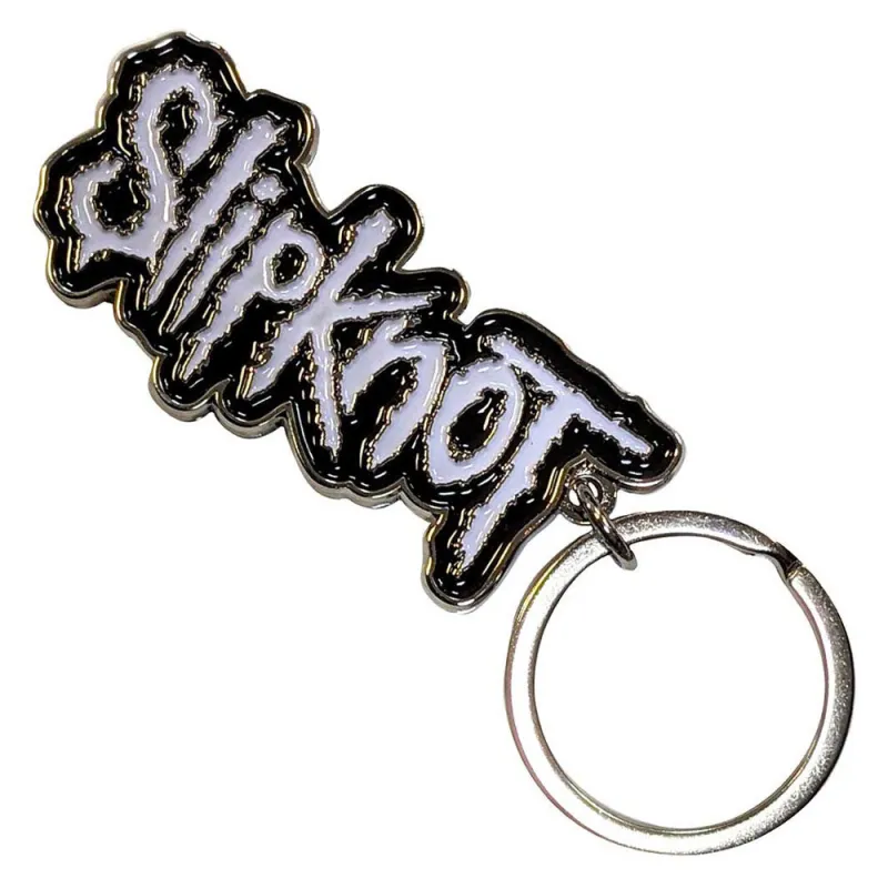 Slipknot White Logo Black Border Band Logo Keyring Keychain sold by Paradiso Clothing
