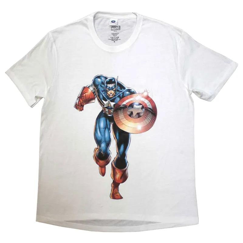 Captain America Running Logo Marvel T Shirt sold by Paradiso Clothing