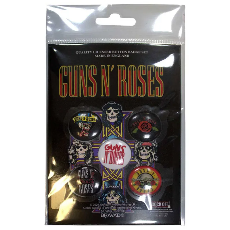 Guns N' Roses Bullet Logo 5 Pack Button Badge Pack made by Paradiso Clothing