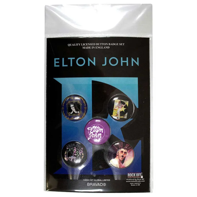 Elton John Glasses 5 Pack Button Badge Pack made by Paradiso Clothing