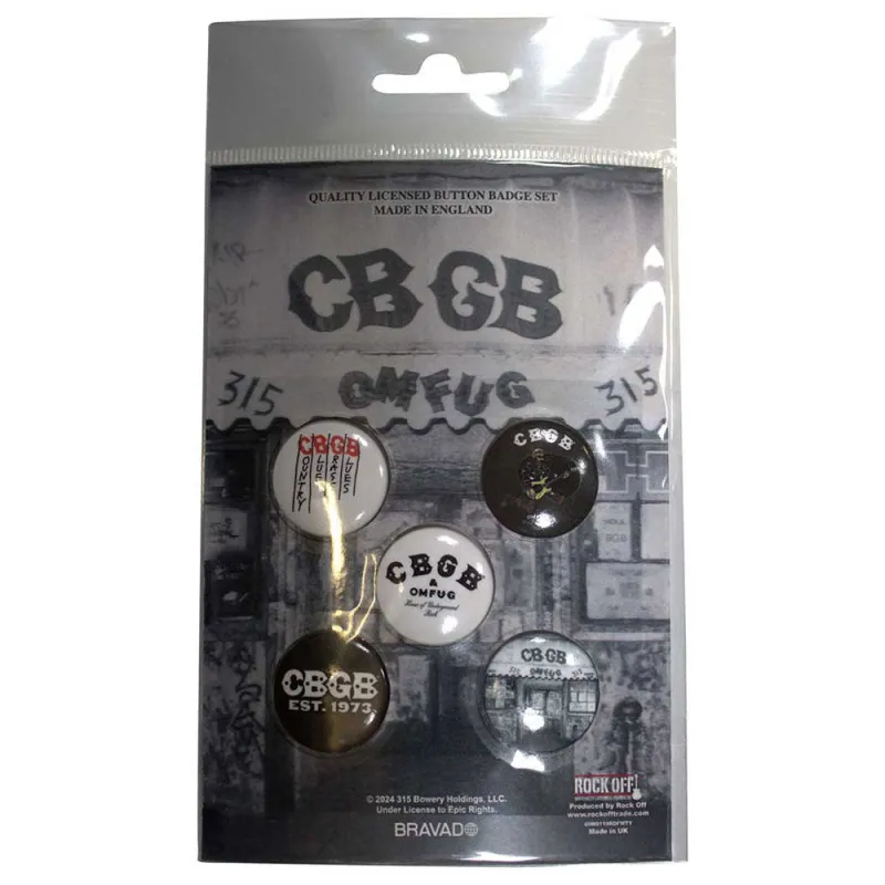 CBGB Logos 5 Pack Button Badge Pack sold by Paradiso Clothing