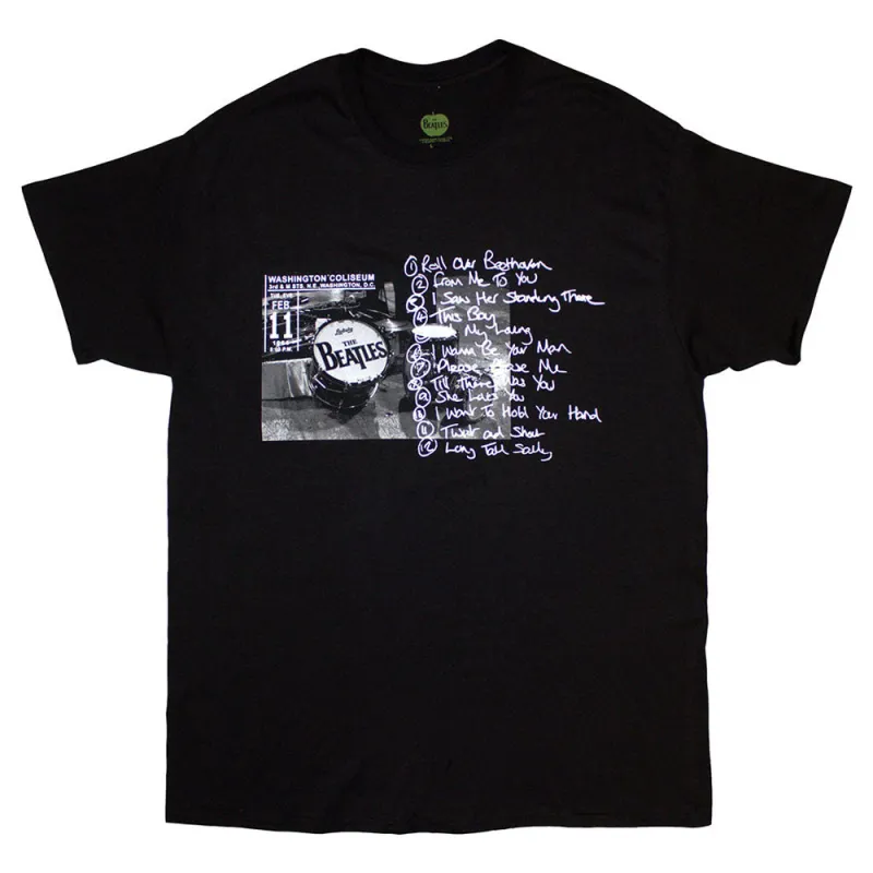 The Beatles Washington 64 Drum Photo & Setlist T Shirt made by The Beatles