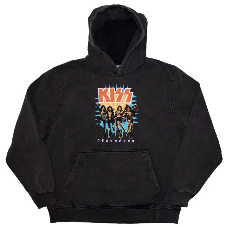 KISS Destroyer 3D Band Logo Pullover Stone Wash Hoodie sold by Paradiso Clothing