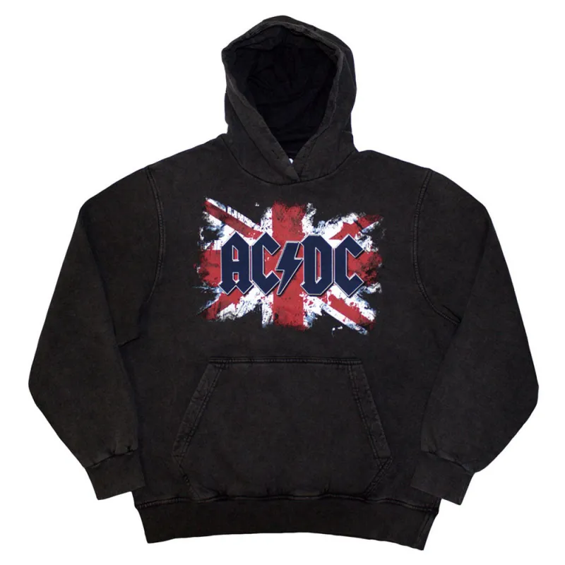 AC/DC British Flag Band Logo Pullover Stone Wash Hoodie sold by Paradiso Clothing