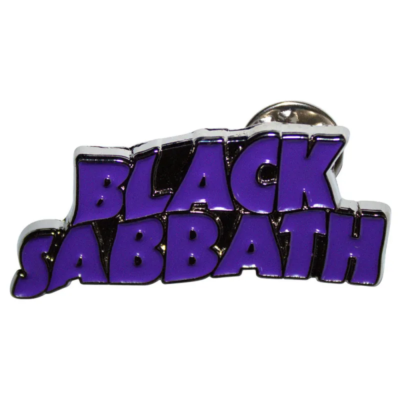 Black Sabbath Purple Wavy Band Logo Pin Badge sold by Paradiso Clothing