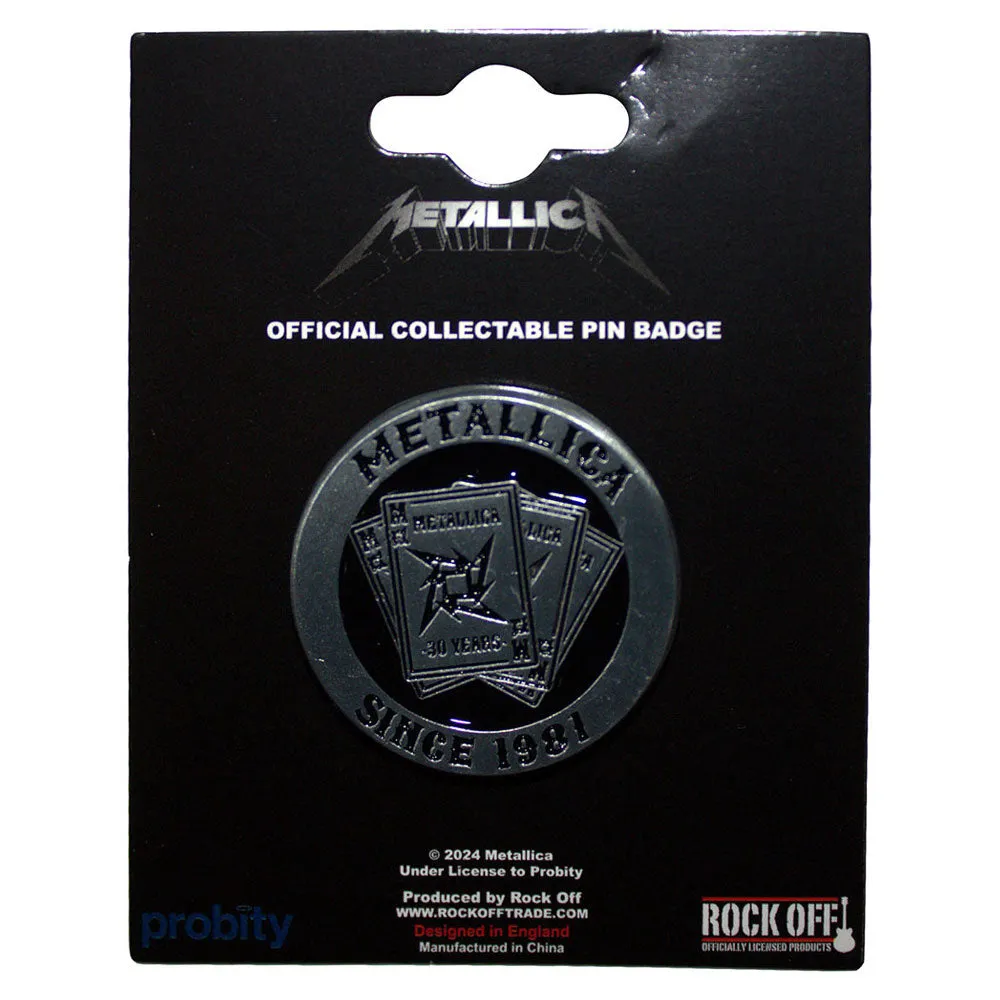 Metallica 30th Anniversary Playing Card Pin Badge sold by Paradiso Clothing product image thumbnail 2