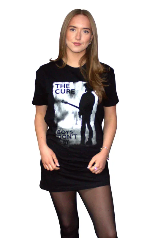 The Cure Boys Dont Cry Black And White T Shirt Dress made by Paradiso Clothing