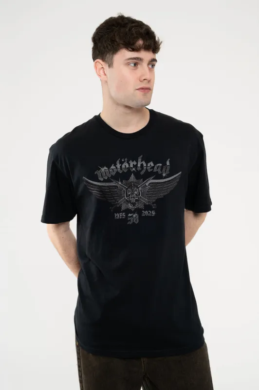 Motorhead 50 Years Wings Badge T Shirt sold by Paradiso Clothing