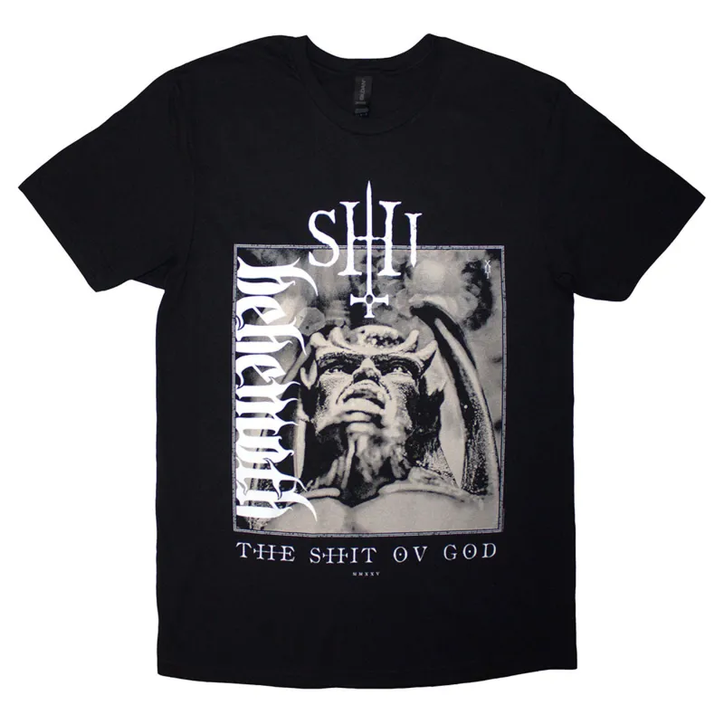 Behemoth The Shit Ov God Vertical Logo Cover T Shirt made by Paradiso Clothing