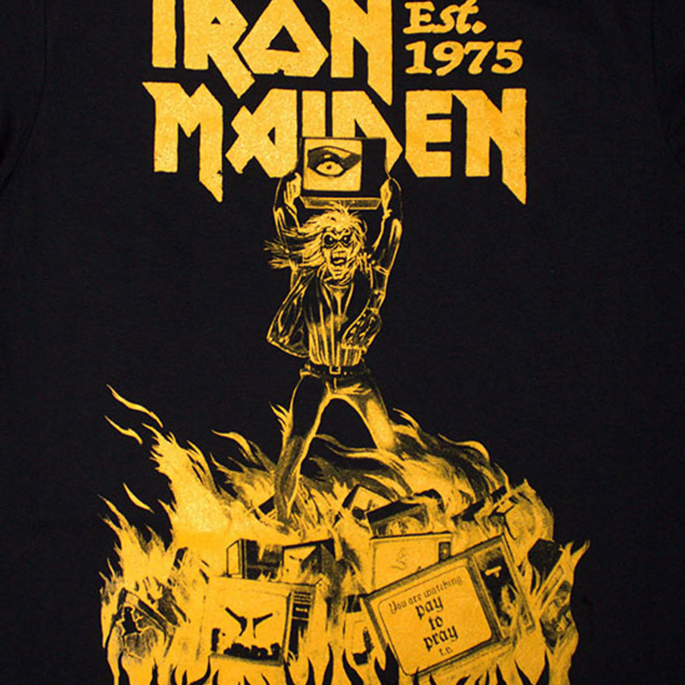 Iron Maiden Est 1975 Holy Smoke Jumbo Yellow T Shirt sold by Paradiso Clothing product image thumbnail 2