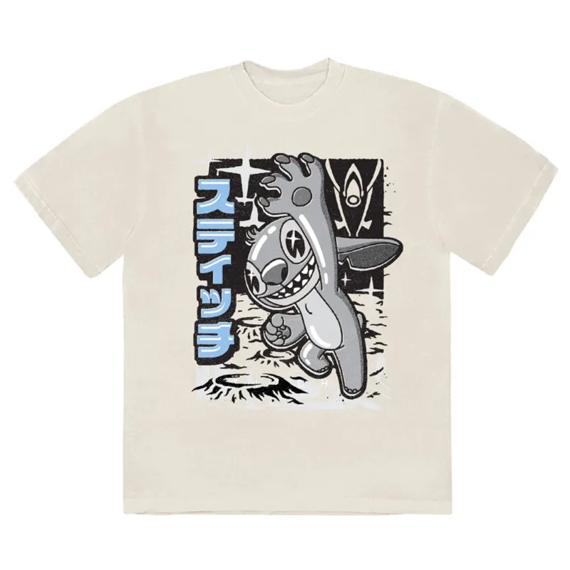 Stitch Jump Black & White T Shirt made by Disney