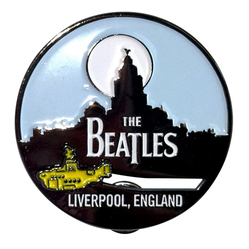 The Beatles Liverpool Skyline Yellow Submarine Pin Badge sold by Paradiso Clothing
