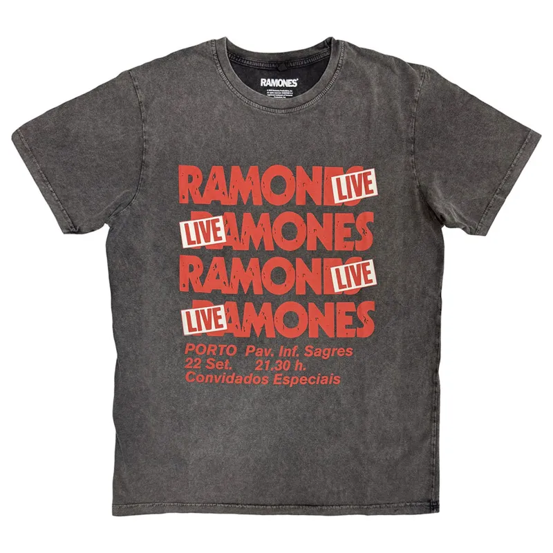 Ramones Live In Concert Stone Wash T Shirt made by Paradiso Clothing