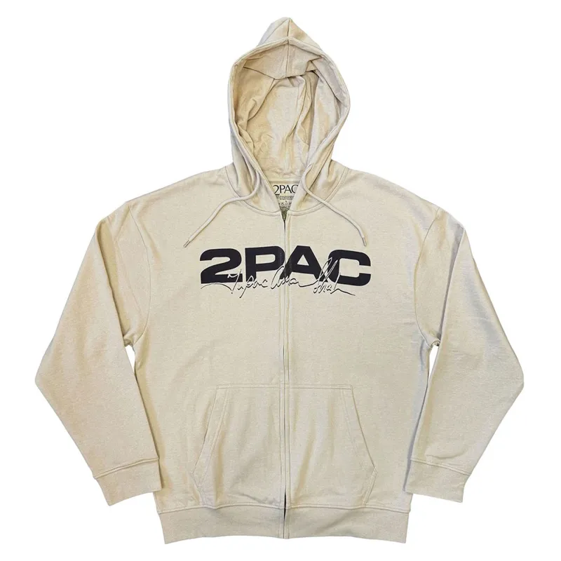 Tupac Logo Portrait Zipped Hoodie made by Paradiso Clothing