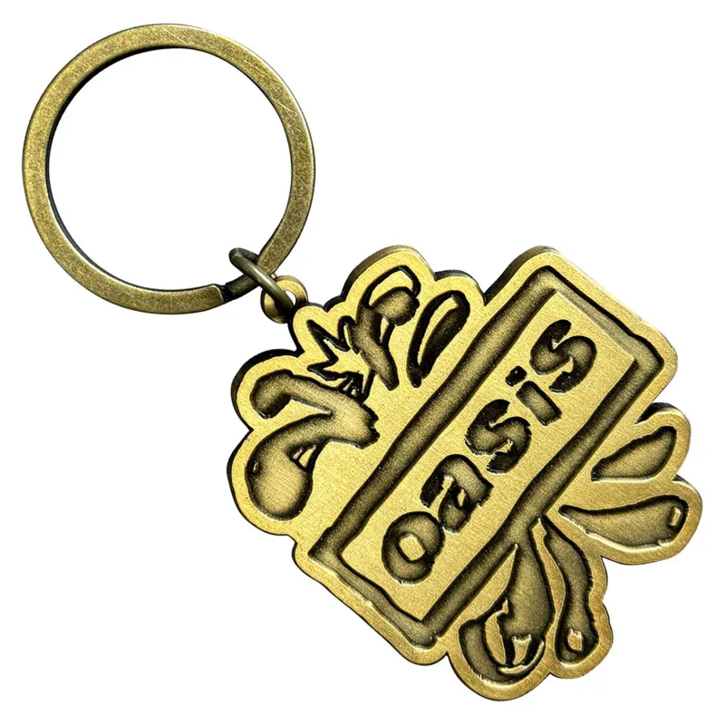 Oasis Gold Band Logo Splat Keychain Keyring made by Oasis