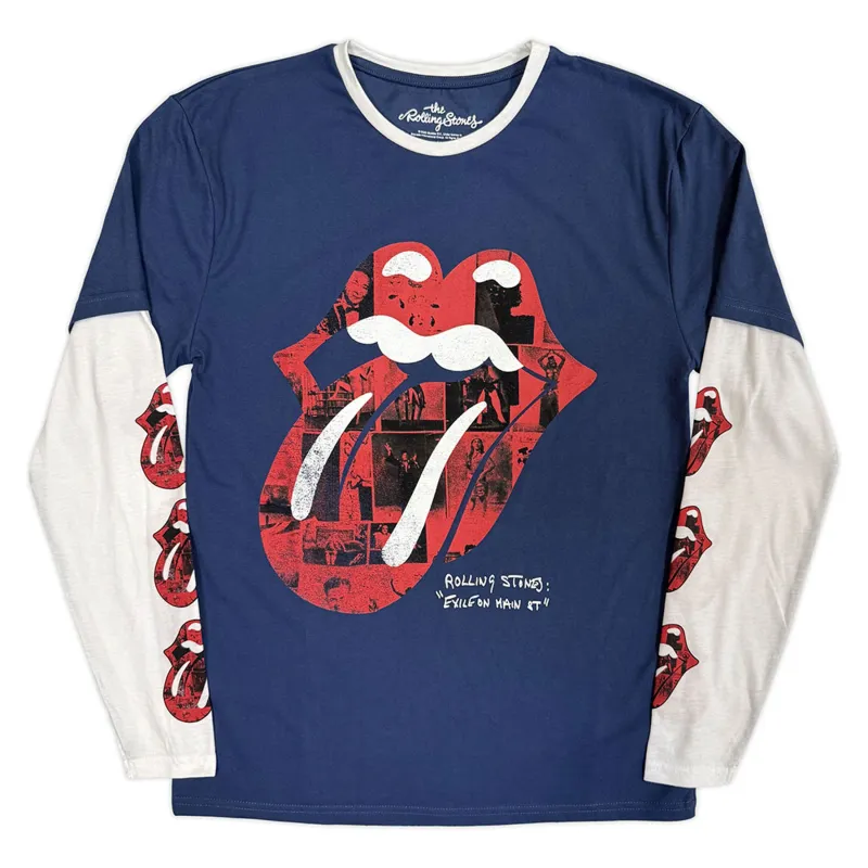 The Rolling Stones Collage Tongue Layered Long Sleeve T Shirt made by the Rolling Stones
