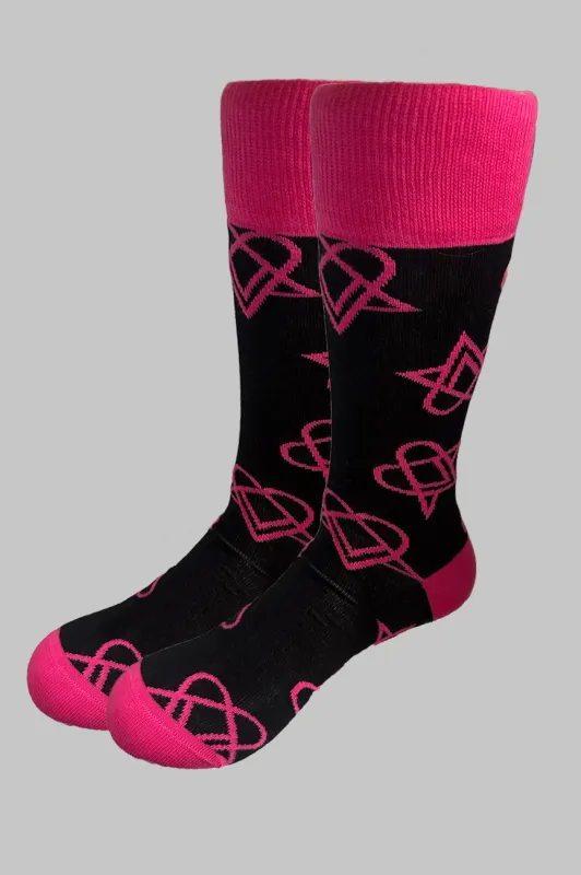 HIM Mini Pink Heartagrams Ankle Socks sold by Paradiso Clothing