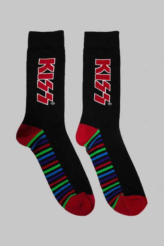 KISS Red Logo And Stripes Ankle Socks made by Kiss