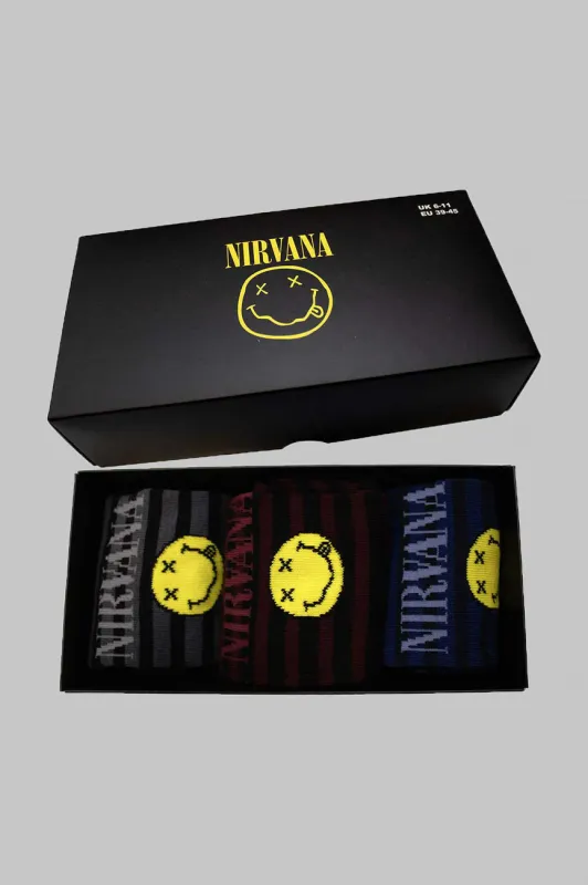 Nirvana Grunge Smile Stripes Ankle Socks Boxed Set sold by Paradiso Clothing