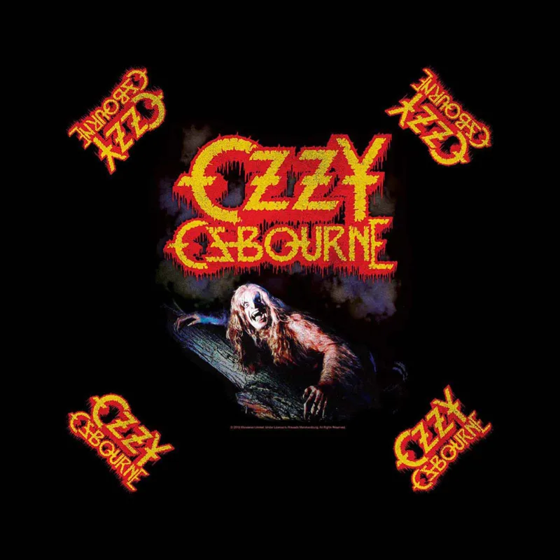 Ozzy Osbourne Bandana Bark at the Moon Band Logo new Official Black sold by Paradiso Clothing