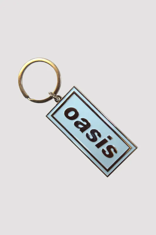 Oasis Logo Sky Blue Band Logo Keyring Keychain made by Oasis
