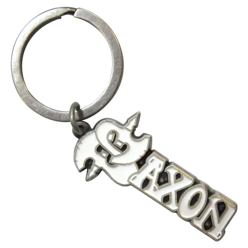 Saxon White Band Logo Keyring Keychain sold by Paradiso Clothing