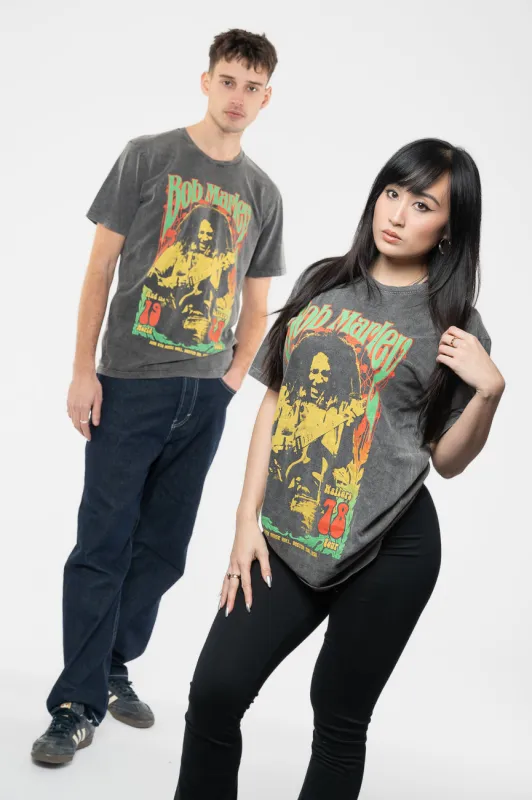 Bob Marley 1978 Limited Edition 999 Only Premium Wash T Shirt made by Paradiso Clothing
