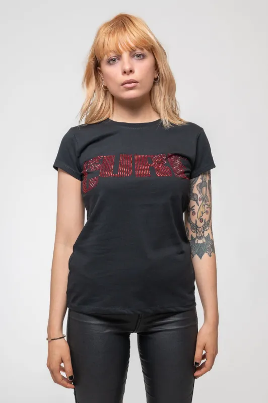 The Cure Diamante Band Logo Skinny T Shirt sold by Paradiso Clothing