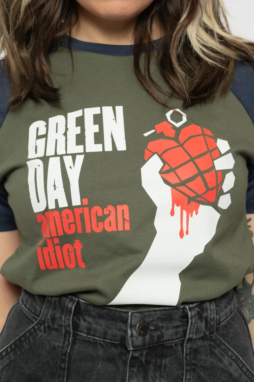 Green Day American Idiot Raglan T Shirt sold by Paradiso Clothing product image thumbnail 3