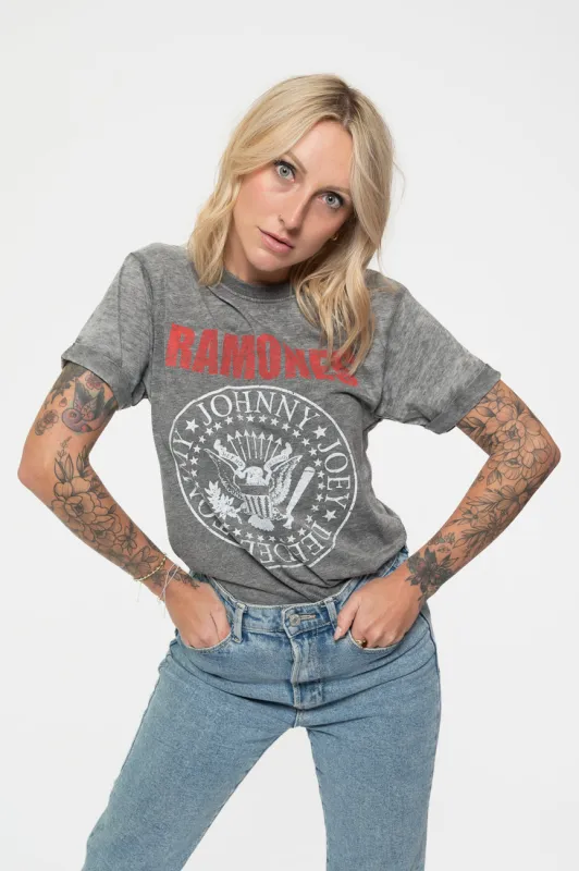 Ramones Presidential Seal Hey Ho Burnout T Shirt sold by Paradiso Clothing